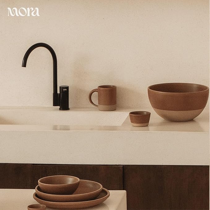 Mora Micro Ramekins Set of 4, 6oz Ceramic Pottery Baking Dishes - Microwave, Oven and Dishwasher Safe - Harvest