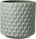 Bloomingville Stoneware Flower Pot with Polka Dots, Green Planter, 5"