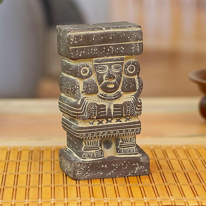 NOVICA Grey Archaeological Ceramic Sculpture, 6.75" Tall, 'Goddess Chalchiuhtlicue'