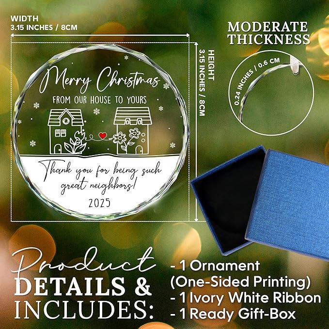 HEXMOZ Neighbor Christmas Ornaments 2025 - Christmas Neighbor Gifts - Gifts for Neighbors, Best Neighborhood Gift Ideas - Friendship Gift for Next Door Neighbors, Women, Men