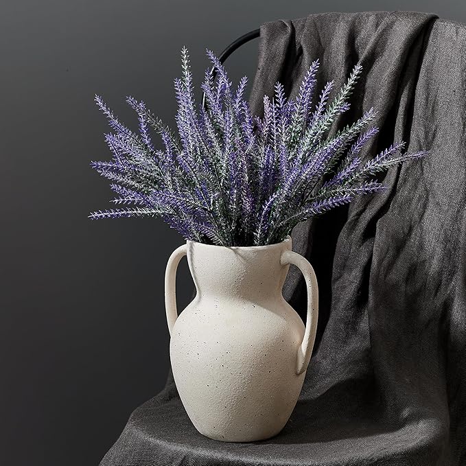 Emotionally Grounded Vase, Vaseking Large Ceramic Rustic Vase with 2 Handles, 8.6 inch Minimalist Decorative Farmhouse Vases for Home Decor, Living Room, Enterway, Table Decoration, Speckled White