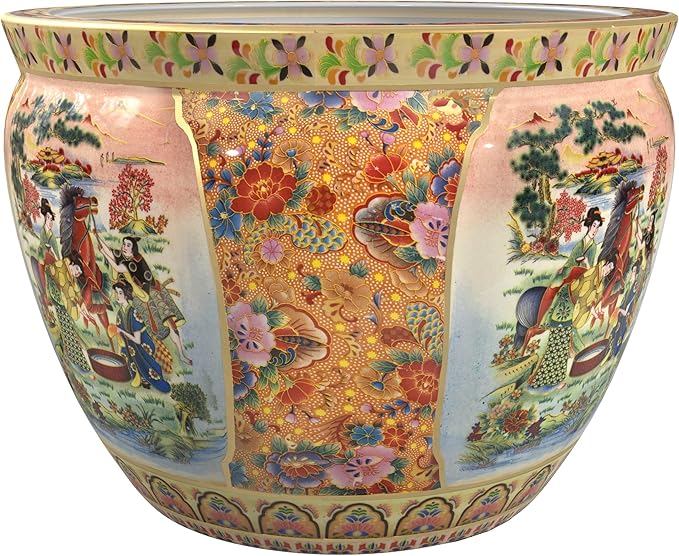 Red Lantern 18" Horse in Meadow Porcelain Fishbowl