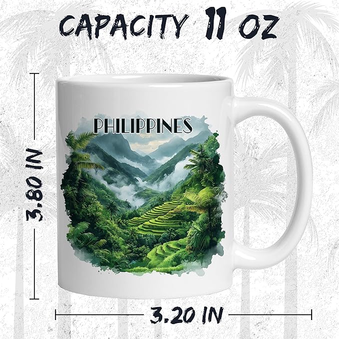 Philippines Ceramic Coffee Mug 11oz Asia Island Beaches – Tea Coffee Mug with Comfortable Grip – Unique Travel Gift Cup for Office or Home – Vibrant Long-Lasting Print ID44991