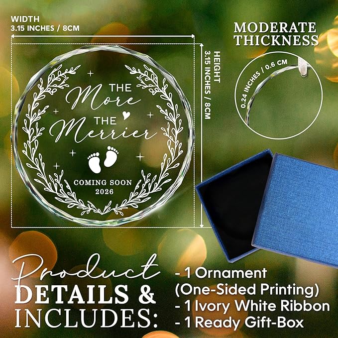 HEXMOZ Christmas Pregnancy Announcement Ornament for Grandparents, Husband, Family, Grandma, Aunt - Baby Coming Soon Announcement Ornament - Expecting Parents to Be Unique Gifts - Glass Ornaments