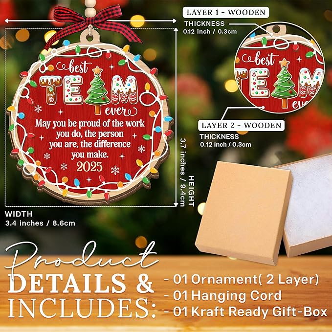HEXMOZ Christmas Team Gifts for Coworkers, Employees - Thank You, Appreciation Gifts for Work Team, Group, Boss Lady, Work Bestie - Best Team Ever Keepsake, Christmas Ornaments Tree Decoration 2025