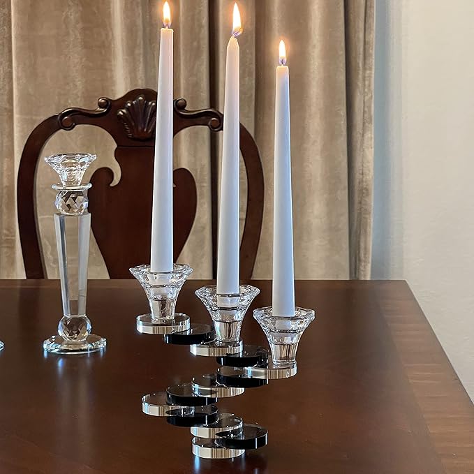 Allgala 3-Cup Artistic Design Bonsai Style Candlestick Crystal Candle Holder-Black-HD89132