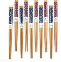10 Pairs Reusable Bamboo Chopsticks, Falling Sakura Pattern Natural Bamboo Wood Chopsticks, 8.8Inch/22.5cm Polybag packing by LANHUTHS