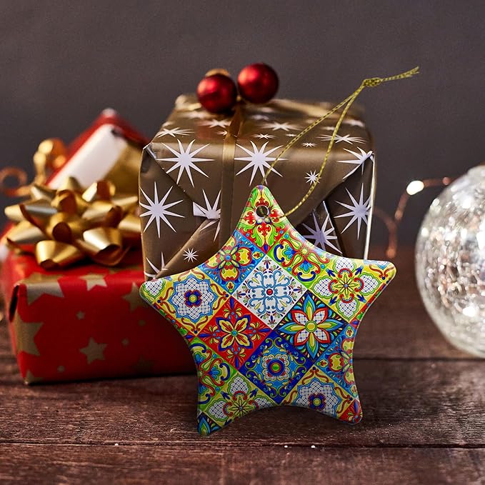 Christmas Ornaments 2025,Mexican Talavera Ornaments for Christmas Tree Holidays Ornaments Decorations,adornos de Navidad Ceramic Xmas Gifts Idea for Home Decor