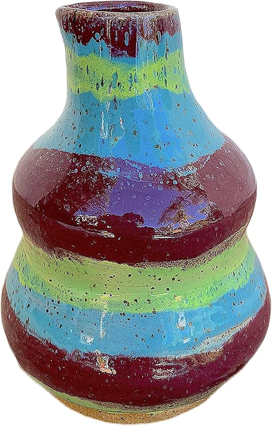 Striped Clay Pitcher Bottle, Handmade Artisan Kitchen Ceramic Dinnerware Cruet