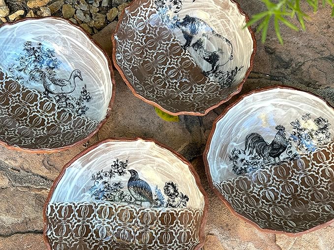 Ceramic Bowl Set of 4, Handmade Pottery Dinnerware, Housewarming Gift for Women, Men, Couples