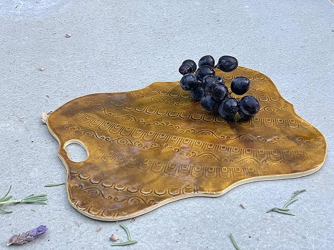 Brown Ceramic Charcuterie Tray, Handmade Serving Dish, Cheese Board, Gift for Women, Men, Couples, Him, Her on Birthday, Wedding, Housewarming, Holidays