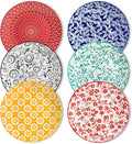 vancasso Ceramic Salad Plates Set of 6, Small Vintage 8.25 Inch Plate Set of 6 for Kitchen, Porcelain ColorfulDessert Plates for Kitchen, Microwave Oven Dishwasher Safe, Vintage Gift, Muted
