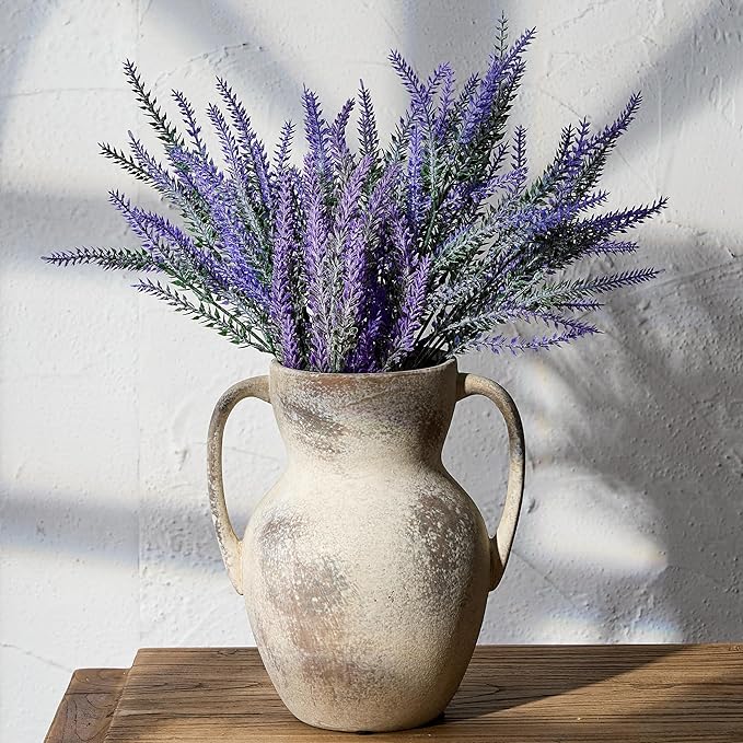 Emotionally Grounded Vase, Vaseking Large Ceramic Rustic Vase with 2 Handles, 8.6 inch Minimalist Decorative Farmhouse Tall Vases for Home Decor, Living Room, Enterway, Table Decoration,Terra