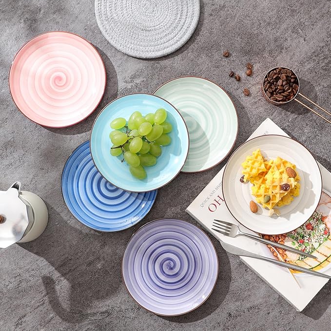 Selamica Ceramic Dessert Plates Set of 6, 6 Inch Appetizer Plate for Kitchen, Microwave Dishwasher Safe, Gradient Color