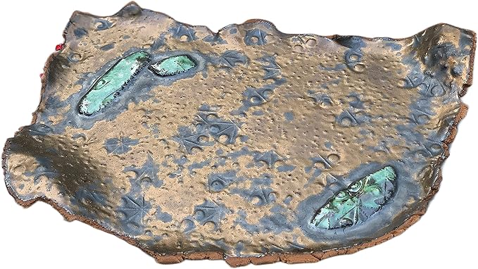 Ceramic Serving Tray in Copper Gold and Grey, Handmade Dinnerware Art, Charcuterie Board, Gifts for Women and Men on Birthday, Housewarming, Wedding, Holidays