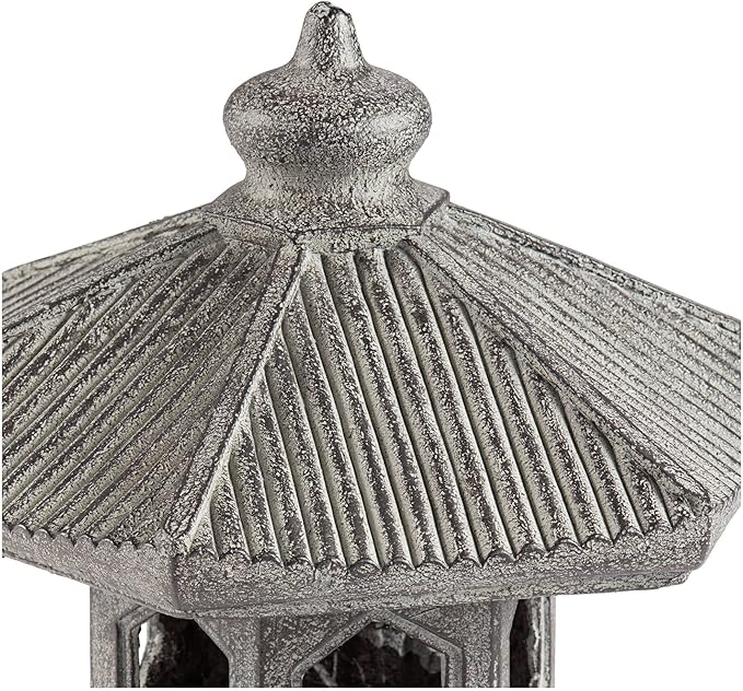 John Timberland Pagoda Statue Sculpture Asian Japanese Garden Decor Indoor Outdoor Front Porch Patio Yard Outside Home Balcony House Exterior Lawn Gray Old Faux Stone Finish Resin 16 1/2" Tall