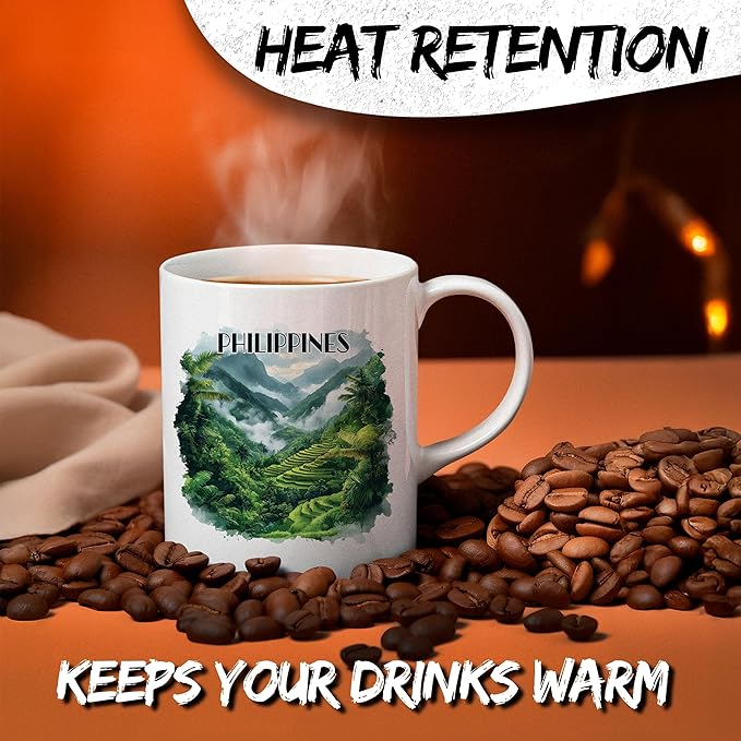 Philippines Ceramic Coffee Mug 11oz Asia Island Beaches – Tea Coffee Mug with Comfortable Grip – Unique Travel Gift Cup for Office or Home – Vibrant Long-Lasting Print ID44991