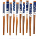 10 Pairs Reusable Bamboo Chopsticks, Blue White Pattern Natural Bamboo Wood Chopsticks, 8.8Inch/22.5cm Polybag packing by LANHUTHS