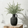 SIDUCAL Rustic Ceramic Farmhouse Flower Vase with 1 Handle-Height 8.43" Terracotta Vase, Unique Textured Pottery Flower Vases for Home Decor, Table, Wedding, Living Room, Shelf Decor, Bronze Black
