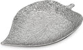 Oversized Leaf-Shaped Ceramic Jewelry Tray, 14.7" Extra Large Decorative Tray Silver Vanity Trays for Rings, Necklaces, Keys, Gifts for Mom, Coffee Table & Entryway Table Trays, 1 Pack