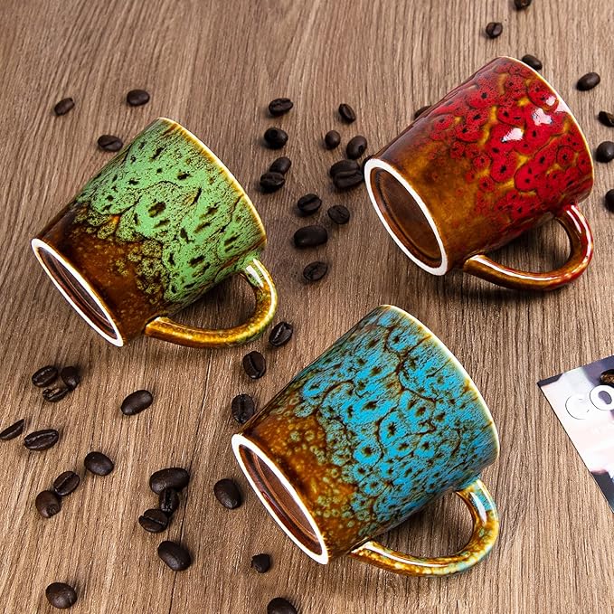 4.2 oz Espresso Cups Set of 2, Ceramic Coffee Mugs Demitasse Cups, Small Espresso Mugs for Shot of Coffee, Tea Cups with Handles, Gift for coffee Lovers