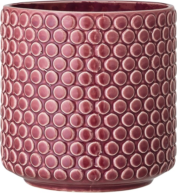 Bloomingville Stoneware Flower Pot with Polka Dots, Planter, 6'', Red