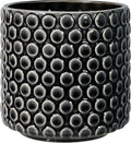 Bloomingville Stoneware Flower Pot – 5’’ Black Planter with Polka Dots – Modern Ceramic Pot with Crackle Glaze – No Drainage Holes – Holds 4’’ Indoor Plant