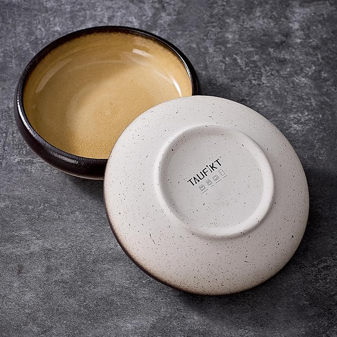 Ceramic Dessert Plates Set of 4, 6 Inch Appetizer plates Set, Handmade Porcelain Small Plates for Cake, Bread, Salad, Snack, Dinnerware Saucer Sets, Microwave,Oven,and Dishwasher Safe, Yellow