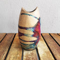 Koi 6.3 inch Handmade Ceramic Raku Vase - Modern Boho Rainbow Wall Art Handmade Home Decor Unique Minimalist - Half Copper Matte