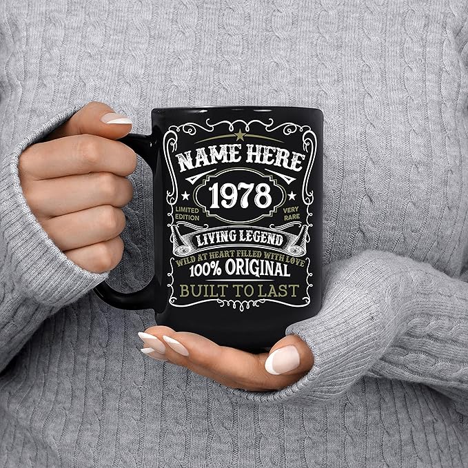 PREZZY Personalized 45th Birthday Mug Vintage 1978 Limited Edition Coffee Mug Black 11oz 15oz