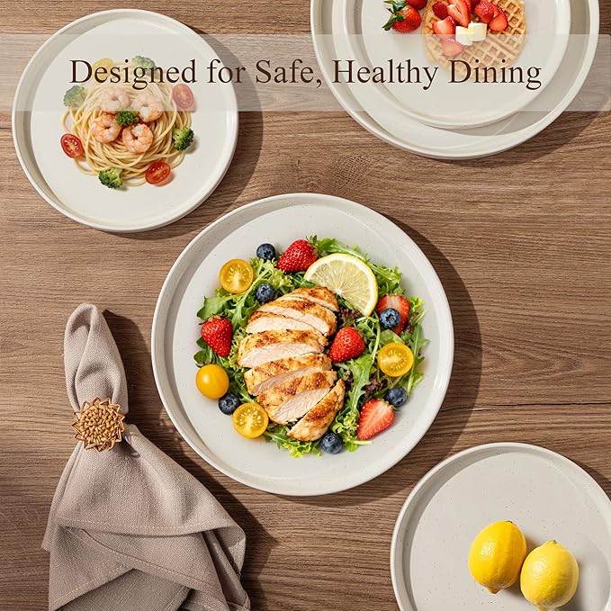 AmorArc Ceramic Dinnerware Set for 6 | Speckled Stoneware Plates and Bowls with Rustic Terracotta Underside| Scratch Resistant,Dishwasher & Microwave Safe Dishes Sets- 18pcs