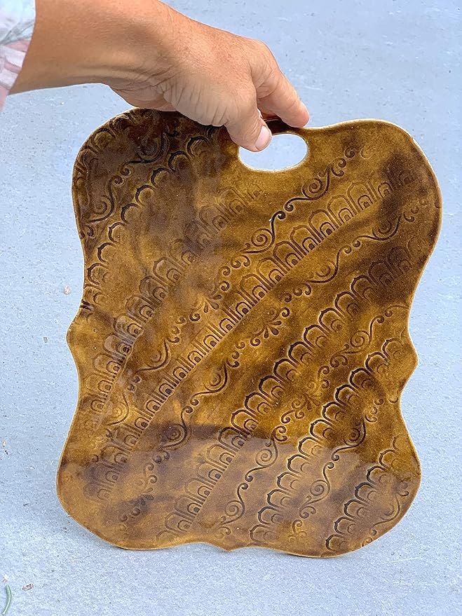 Brown Ceramic Charcuterie Tray, Handmade Serving Dish, Cheese Board, Gift for Women, Men, Couples, Him, Her on Birthday, Wedding, Housewarming, Holidays