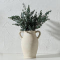 Emotionally Grounded Vase, Vaseking Large Ceramic Rustic Vase with 2 Handles, 9.8 inch Minimalist Decorative Farmhouse Tall Vases for Home Decor, Living Room, Enterway, Table Decoration, Off White