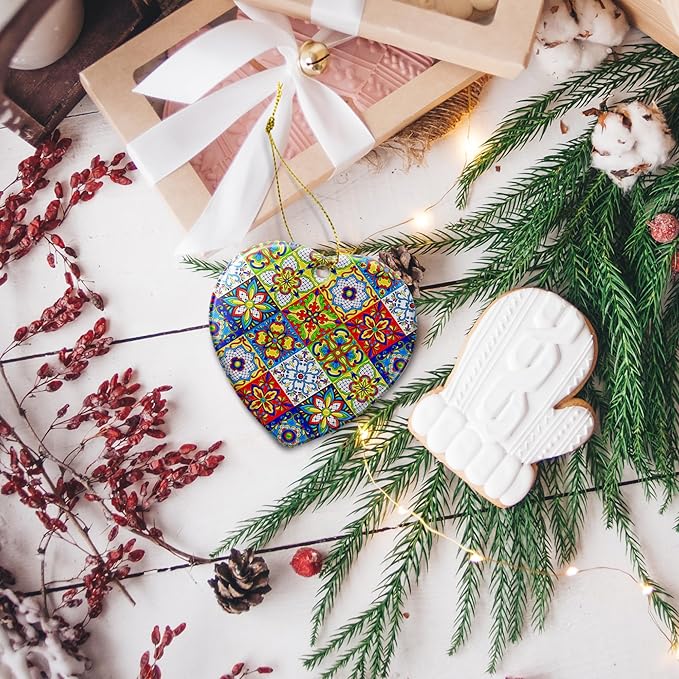 Christmas Ornaments 2025,Mexican Talavera Ornaments for Christmas Tree Holidays Ornaments Decorations,adornos de Navidad Ceramic Ornaments Xmas Gifts Idea for Home Decor