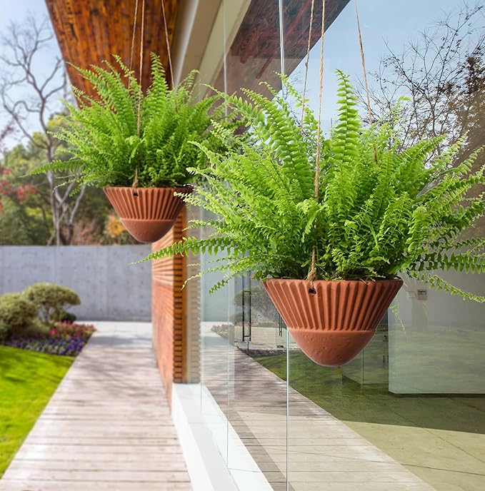 Hanging Planters for Indoor Plants,Terracotta Hanging Planter,Ceramic Plant Pots,Hanging Basket, Planters for Outdoor Plants,Set of 2 Flower Pots, Terracotta Color