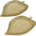 Oversized Leaf-Shaped Ceramic Jewelry Tray Set of 2, Extra Large Decorative Tray Gold Vanity Trays for Rings, Necklaces, Keys, Gifts for Mom, Coffee Table Decor, Entryway Table Trays