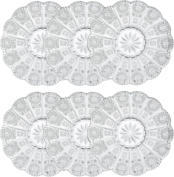kanpura Dessert Plates 5.5 Inch Glass Plates Set of 6 Small Decorative Salad and Dessert Plates Clear Glass Dinner Plates for Appetizers, Salads, and Small Meals