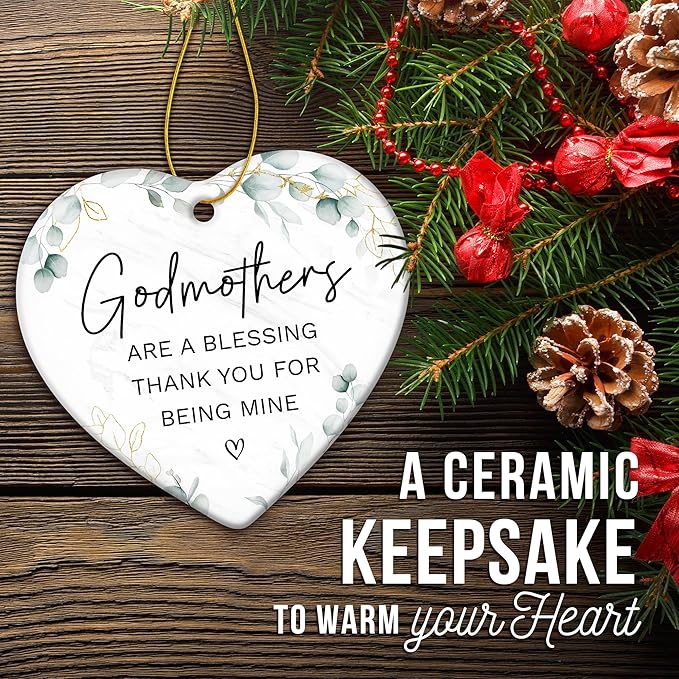 ZAGKOO Godmother Gifts from Godchild, Goddaughter, Godson - Godmothers Ornament Thank You for Being Mine, Best Godmother Gifts - Godmothers Present Ideas - Ceramic Christmas Ornament 2026