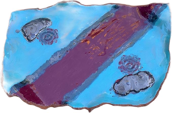 Ceramic Turquoise Blue and Burgundy Red Serving Tray, Handmade Kitchen Clay Art Charcuterie Board, Dinnerware