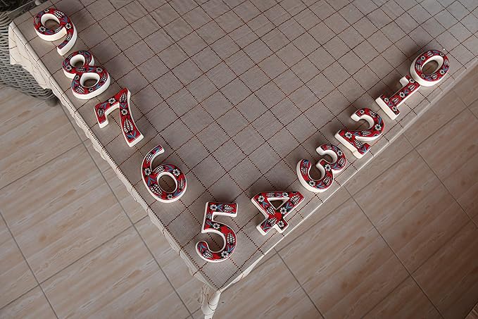 Large Ceramic Housewarming Sign Ceramic Address Plaque House Numbers Sign Door Personalized Coloured Decorative Hand Decoratede Housewarming Gifts Tulip Design 12 * 9 cm (Red, 0)