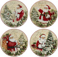 Holiday Wishes Christmas Salad Plates Set of 4 9 Inch Vintage Santa Ceramic Plates with Peace Love Joy Hope Festive Holiday Dessert or Appetizer Plates for Entertaining
