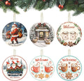 6pcs Christmas Hanging Ornaments Set,3.4" Santa Claus Ornaments Ceramic Hanging Ornaments for Christmas Tree Decoration Winter Holiday Xmas Decorations,Keepsake Gifts for Family