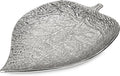 Oversized Leaf-Shaped Ceramic Jewelry Tray, 12.6" Large Decorative Tray Silver Vanity Trays for Rings, Necklaces, Keys, Gifts for Mom, Coffee Table Decor, Entryway Table Trays, 1 Pack