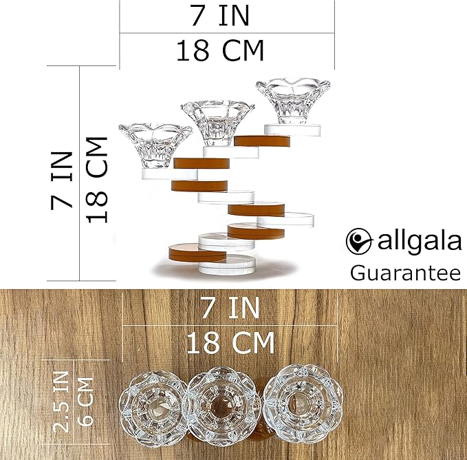 Allgala 3-Cup Artistic Design Bonsai Style Tea-Light or Taper Candlestick Crystal Candle Holder-Smoke-HD89133