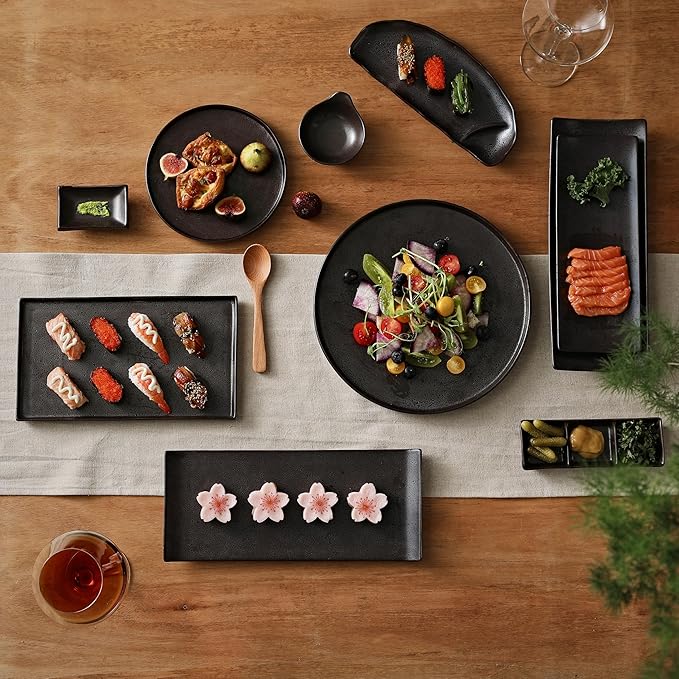 Ceramic Appetizer Plates, 8 Inch Dessert Plates/Salad Plate, Small Dinner Plates for Snacks, Side Dishes, Round Serving Plates (4, Dark Brown)