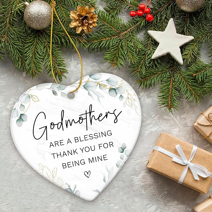 ZAGKOO Godmother Gifts from Godchild, Goddaughter, Godson - Godmothers Ornament Thank You for Being Mine, Best Godmother Gifts - Godmothers Present Ideas - Ceramic Christmas Ornament 2026