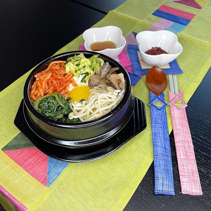 Korean Stone Bowl Set, Authentic Ttukbaegi Korean Earthenware Pot, Twice-Fired Natural Korean Clay Pot for Cooking, Microwave & Dishwasher-Safe