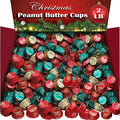 Christmas Candy, Bulk 2 Lbs, Miniature Peanut Butter Cups In Red, Green and Gold Holiday Seasonal Wrap, Individually Wrapped Gluten Free Milk Chocolate Peanut Butter Cups in Bulk, Appx 100 Pieces