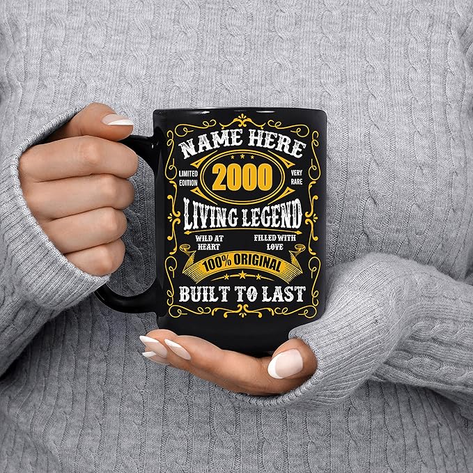 PREZZY Personalized 23rd Birthday Coffee Mug Vintage 2000 Limited Edition Mug Black 11oz 15oz