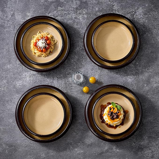 Ceramic Dessert Plates Set of 4, 6 Inch Appetizer plates Set, Handmade Porcelain Small Plates for Cake, Bread, Salad, Snack, Dinnerware Saucer Sets, Microwave,Oven,and Dishwasher Safe, Yellow